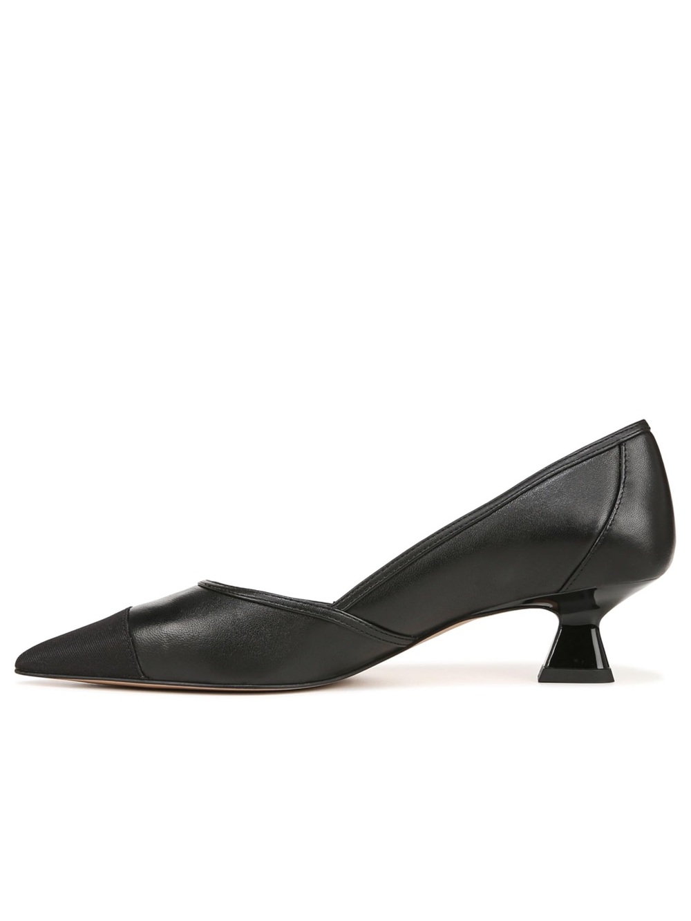 Franco Sarto Darcy Black Leather Pointed Toe Kitten Heel Pumps - Picture 5 of 15